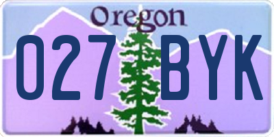 OR license plate 027BYK