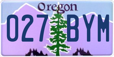 OR license plate 027BYM