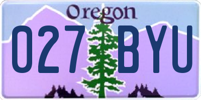 OR license plate 027BYU
