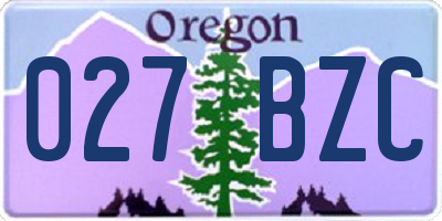 OR license plate 027BZC