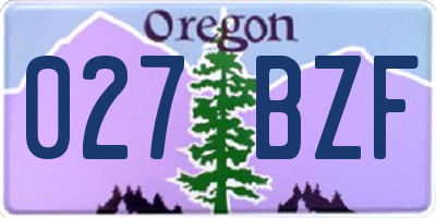 OR license plate 027BZF
