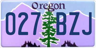 OR license plate 027BZJ