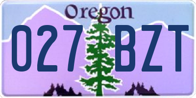 OR license plate 027BZT