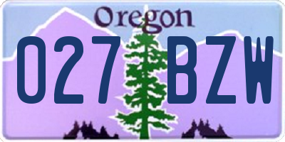 OR license plate 027BZW