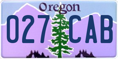 OR license plate 027CAB