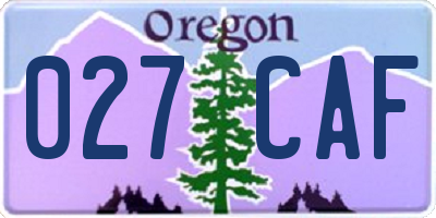 OR license plate 027CAF