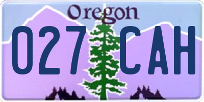 OR license plate 027CAH