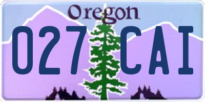 OR license plate 027CAI
