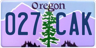OR license plate 027CAK