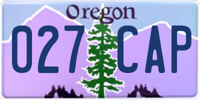 OR license plate 027CAP