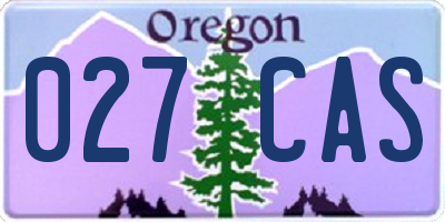 OR license plate 027CAS