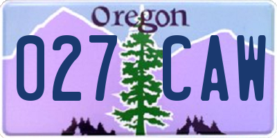 OR license plate 027CAW