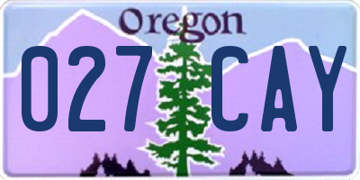 OR license plate 027CAY