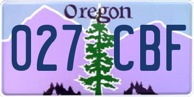 OR license plate 027CBF