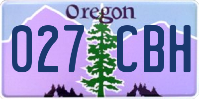 OR license plate 027CBH