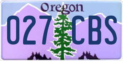 OR license plate 027CBS