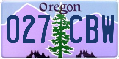OR license plate 027CBW
