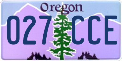 OR license plate 027CCE