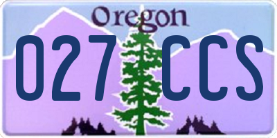 OR license plate 027CCS