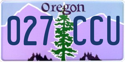OR license plate 027CCU