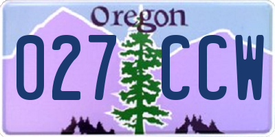 OR license plate 027CCW