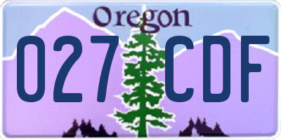 OR license plate 027CDF