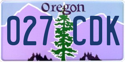 OR license plate 027CDK
