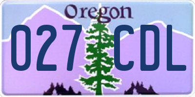 OR license plate 027CDL