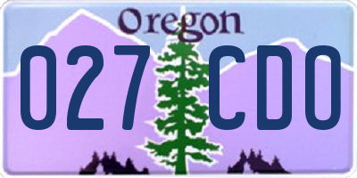 OR license plate 027CDO