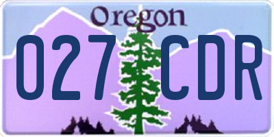 OR license plate 027CDR