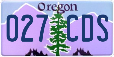 OR license plate 027CDS