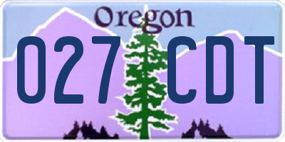 OR license plate 027CDT