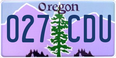 OR license plate 027CDU