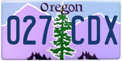 OR license plate 027CDX