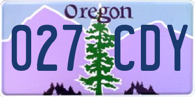 OR license plate 027CDY