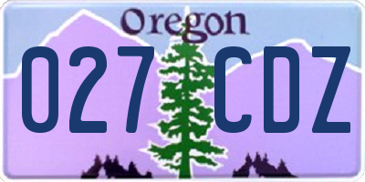 OR license plate 027CDZ