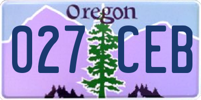 OR license plate 027CEB