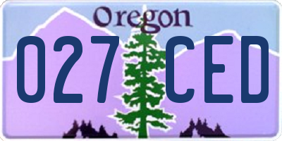 OR license plate 027CED