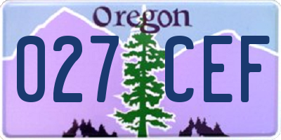 OR license plate 027CEF