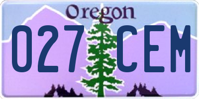 OR license plate 027CEM