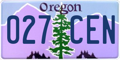 OR license plate 027CEN