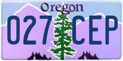 OR license plate 027CEP