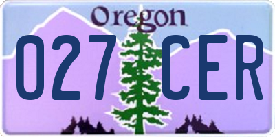 OR license plate 027CER