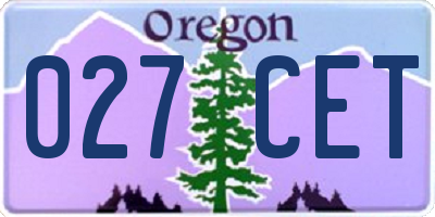 OR license plate 027CET