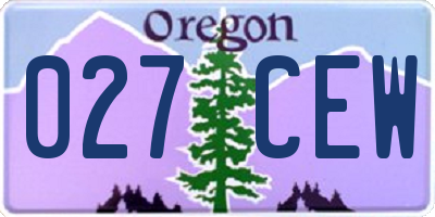 OR license plate 027CEW