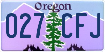 OR license plate 027CFJ