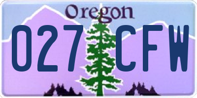 OR license plate 027CFW