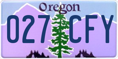 OR license plate 027CFY