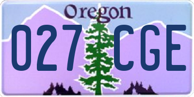 OR license plate 027CGE