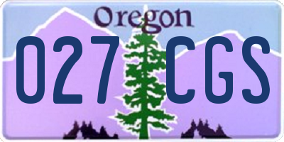 OR license plate 027CGS